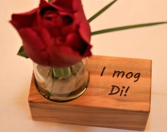 Blumenvase mit Spruch graviert, Valentinstag, Jahrestag, Geburtstag, Liebe