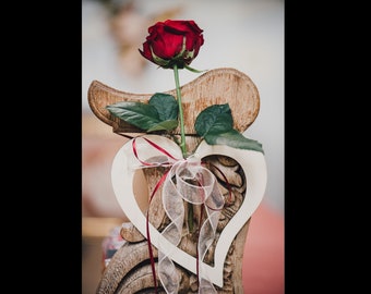 Kirchenschmuck-Herz Holz Hochzeit, Blumenvase