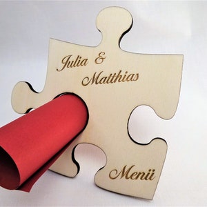 Uchwyt na menu, puzzle, element układanki menu, drewniana karta menu