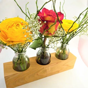 Blumenvase 3er, Kirsch &quot;Landhausstil&quot;, Holz, Vase, Holzvase