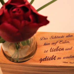 Flower vase with saying engraved, Valentine&#39;s Day, Anniversary, Love