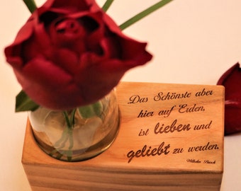 Blumenvase mit Spruch graviert, Valentinstag, Jahrestag, Liebe