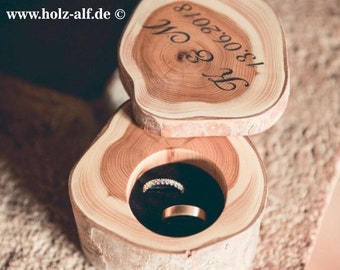 Ringkissen Holz Hochzeit, mit Gravur, Ring Kissen, Ring Box, Ring Dose Holz, Hochzeit