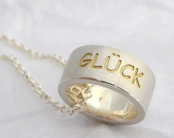 Baptismal ring, lucky name chain with desired text