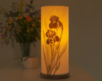 Irisblommande papperslampa: Japansk zen-sängbordslampa