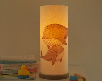 Lampe baleines, lampe en papier japonais, décoration de chambre d'enfant, lampe nautique, lampe de décoration, lampe pour chambre d'enfant, décoration baleine à bosse, cadeau de Noël