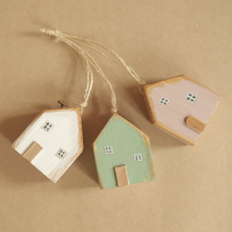 Christmas Ornament Toy, Wooden House Toy, Christmas Tree Decoration, Christmas Painted House Toy, Holiday Tree Decorations, Xmas Accent Toy image 5