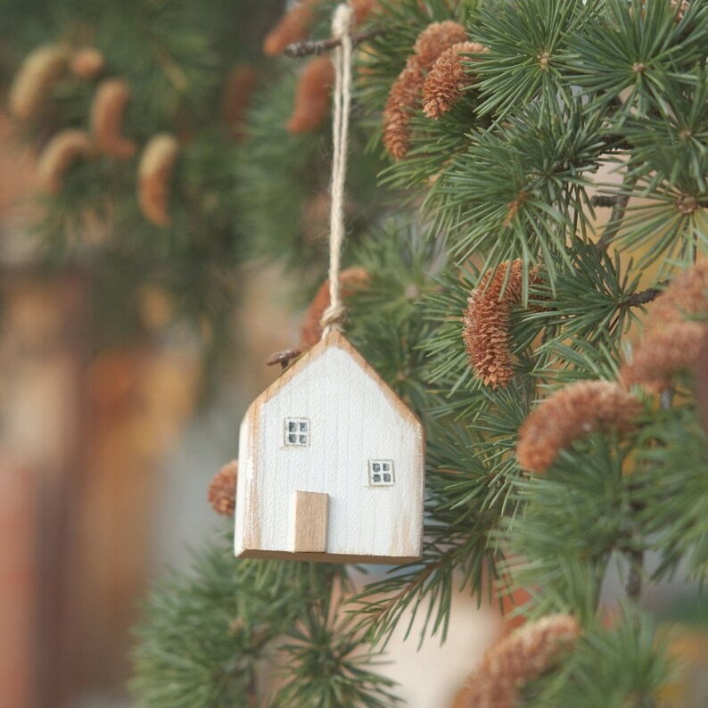 Christmas Ornament Toy, Wooden House Toy, Christmas Tree Decoration, Christmas Painted House Toy, Holiday Tree Decorations, Xmas Accent Toy image 1