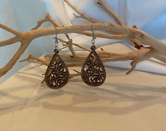 Decorative Wooden Drop Earrings: Maple, Walnut, Cherry