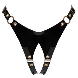 Handmade FireWoman  open patent leather thongs