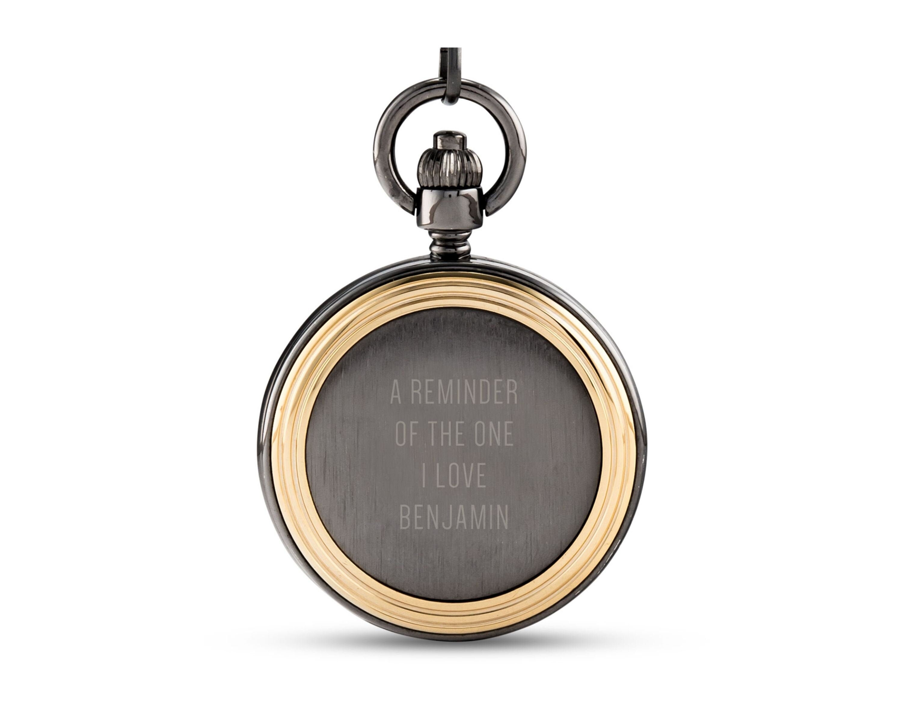 Gravur Taschenuhr Personalisierte Gunmetal & Gold Batterie Etsy