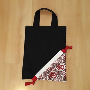 Patchwork fabric bag black/red image 1