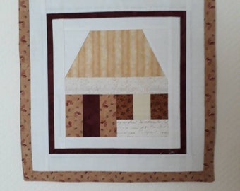 Patchwork Log Cabin Wandbehang Haus