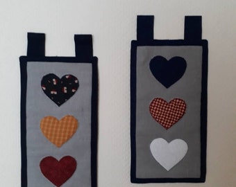 Patchworkwandbehang 3 Herzen