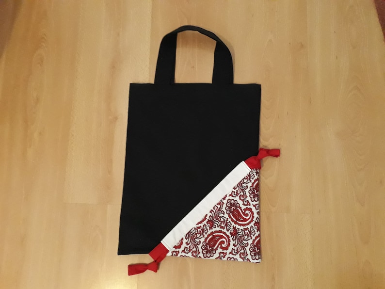 Patchwork fabric bag black/red image 1