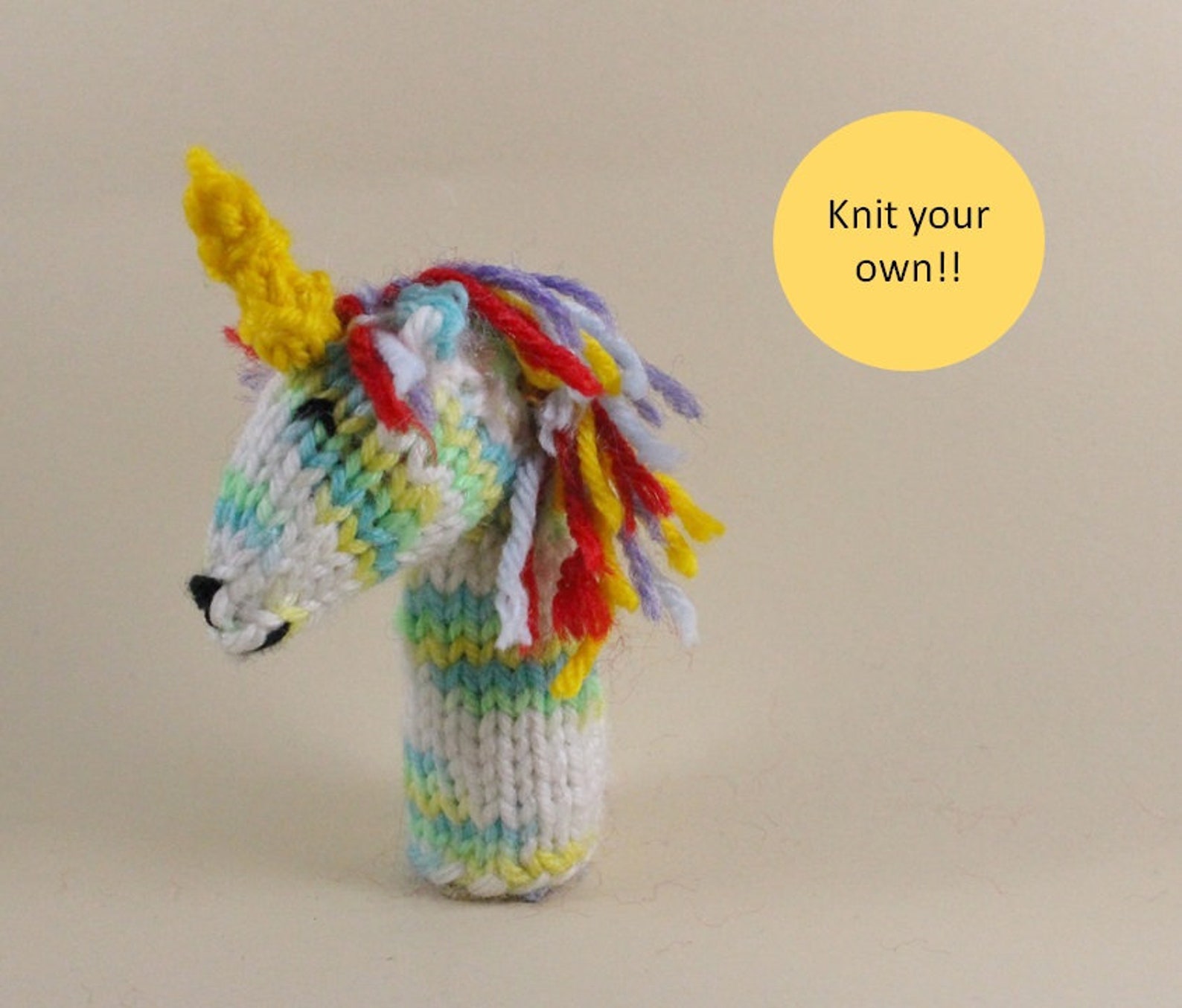 unicorn finger puppet knitting pattern etsy