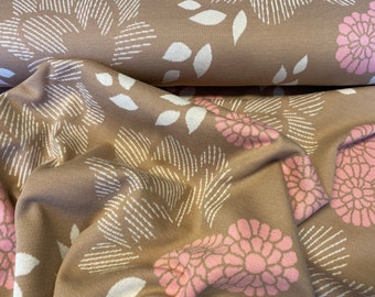 Organic jacquard, pink beige, sakura, yukata, flowers, 100% organic cotton, design: hamburger love for albatrosses (150 cm wide)