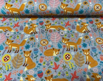 Jersey Theo,, foxes, colorful, sweet children's fabric, swafing (160 cm wide)