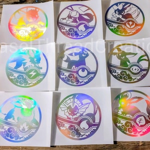 All Eevee Evolutions Decal-Holographic Outdoor Weatherproof Vinyl : Umbreon Espeon Leafeon Sylveon Jolteon Flareon