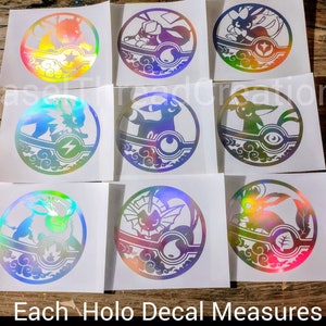 All Eevee Evolutions Decal-Holographic Outdoor Weatherproof Vinyl : Umbreon Espeon Leafeon Sylveon Jolteon Flareon
