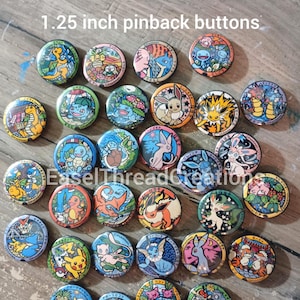 Eevee Master Set & Starter Pocket Monster 1.25 inch Buttons – Party Favors, ITA Bag Accessories
