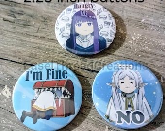 Anime Pinback Button for Bags: Elf Mage Fern Journey Large 2.25 Round Metal