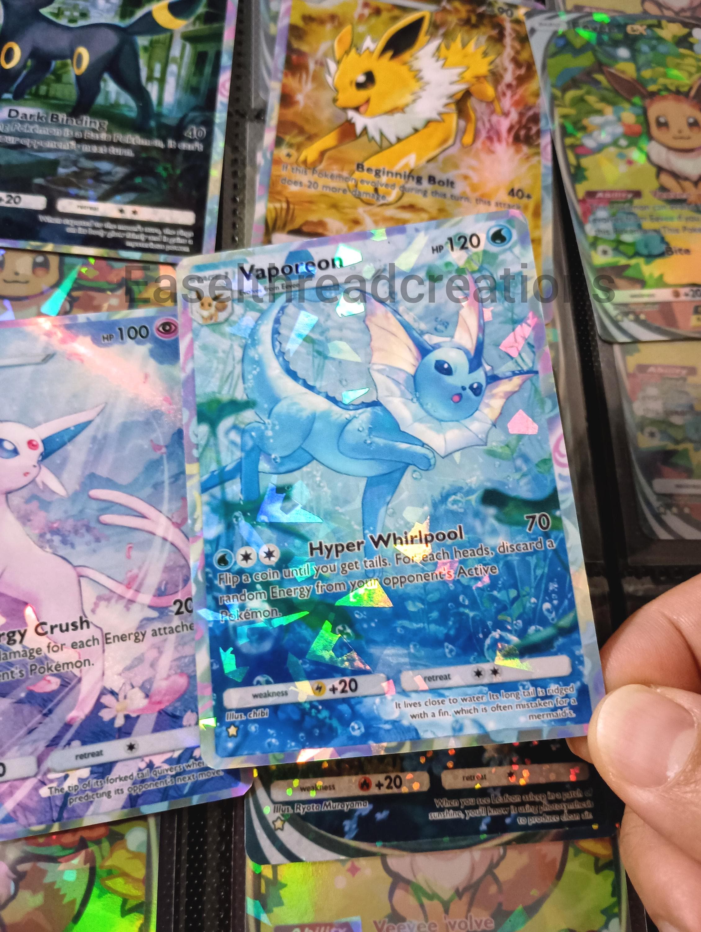 eevee heroes pokemon cards Holographic EX Grove Physical Card- Jolteon Vaporeon Umbreon Espeon Flareon Sylveon Fanmade variation to centering Pokemon 2021 S6a Eevee Heroes