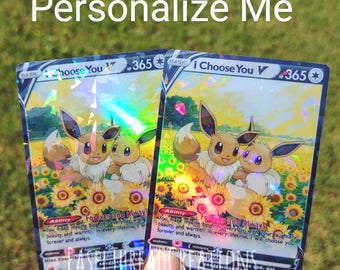 Full Art Trading Card Eevee Evolutions: Personalized Holographic Pocket Monster Gift
