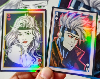 Holographic Rogue and Gambit Couple Sticker: Inspired Fan Art of Xmen The Ragin Cajun