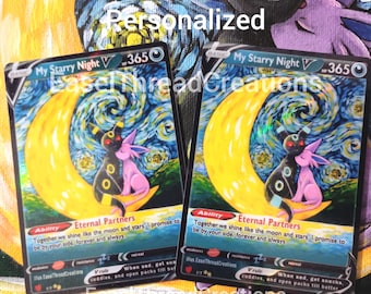 Shiny Umbreon and Espeon Proxy Card: Holographic Full Art for Pokemon Couple