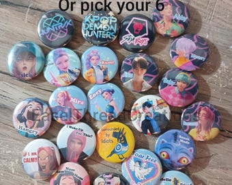 KPOP Warriors Buttons Bag Charms - 1.25 inch Pins for Party Favors and Stocking Stuffers