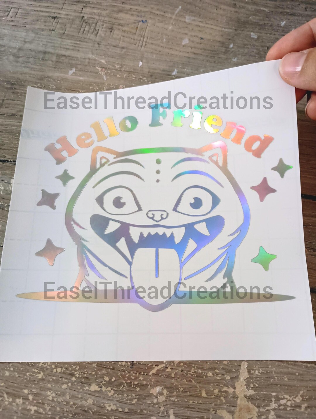 Holographic Derpy Tiger Vinyl Decal: Hello Friend-weatherproof Car ...