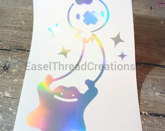 Drifloon carrying Ditto Poko Decal: Holographic Weatherproof Sticker for Cars, Truck, and Windows