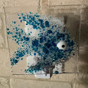 Fused Glass Blue Fish Night Light