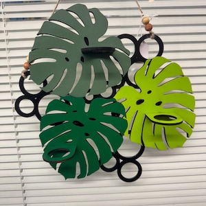 Laser Cut Layered Wooden Monstera Leaf Propagation Station | Wall Hanging Plant Propagation | Water Tubes for Plant Cuttings | Plant Decor |