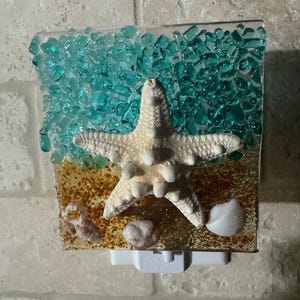 Fused Glass Beach Scene Night Light