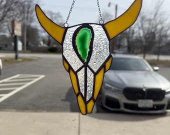 Stained Glass Cow Skull