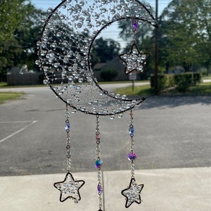 Water Drop Moon and Stars Suncatcher