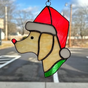 Stained Glass Santa Pup