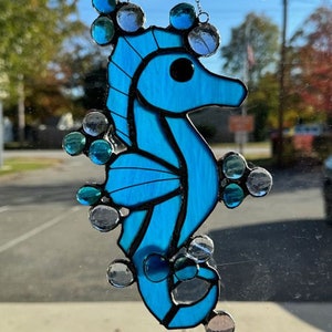 Stained Glass Sea Horse Large