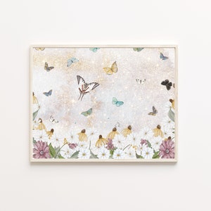 Butterfly Print | Wildflower Watercolor Art Print | Butterfly Wall Art | Butterfly Art Soft Pink | Floral Watercolor Print | Butterfly Decor