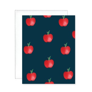 Tarjeta de felicitación con manzanas rojas / Tarjeta de agradecimiento con manzanas en acuarela / Tarjeta de felicitación costera
