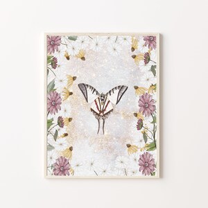 Butterfly Daisy Art Print | Butterfly Watercolor Print | Butterfly Art Decor | Floral Home Decor | Floral Watercolor Print | Watercolor Art