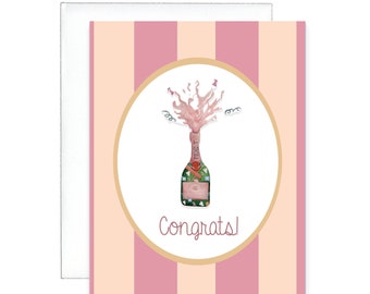 Wedding Gift| Watercolor Champagne Congrats Card | Wedding Gift for Couple | Fun Wedding Card | Congratulations Card | Celebration Gift