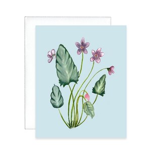 Tarjeta de agradecimiento / Tarjeta con flores moradas en acuarela / Tarjeta de agradecimiento con flores / Tarjeta de papelería social