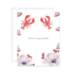 Happy Valentine's Day Card | Watercolor Lobster Card | Lobster Valentine's Day Card | Be Mine Card | Valentine's Day Pun