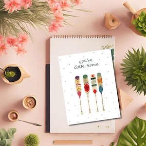 Sei un tipo che rema / Biglietto d'auguri OARS / Biglietto con gioco di parole sui remi / Biglietto con gioco di parole sui remi ad acquerello / Biglietto di San Valentino con gioco di parole sui remi / Sport di canottaggio / Gioco di parole di San Valentino