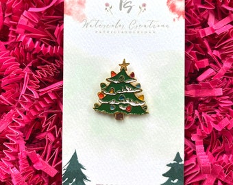 Vintage Tree Enamel Pin| Holiday Tree Pin|Christmas Tree Pins|Stocking Stuffer Gift|Pin Collector|Vintage Christmas Gift|Merry Christmas Pin