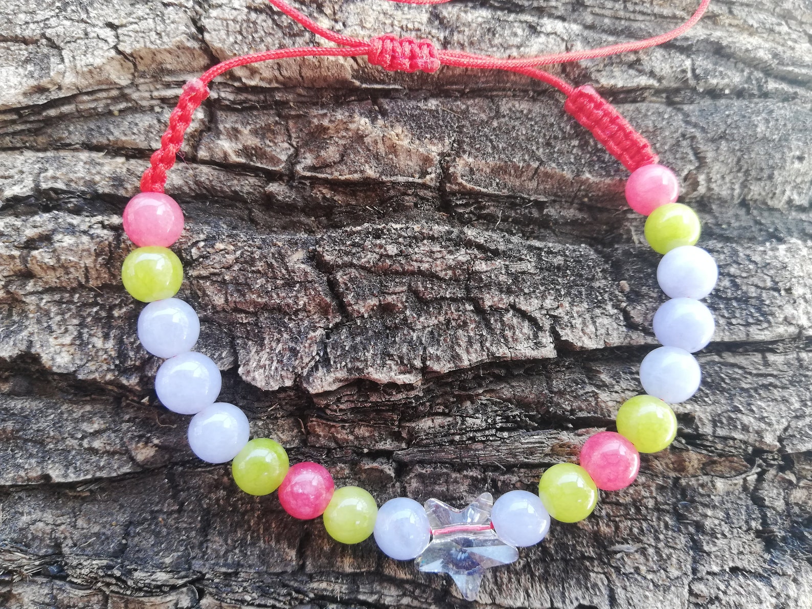 Handmade Cord Bracelet Jade Angelite Natural Stones Crystal Etsy