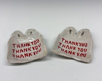 THANK YOU Bag Spoon Rest Handmade pottery spoonrest